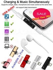 Black 2 In 1 Earphone And Charger Splitter Adapter