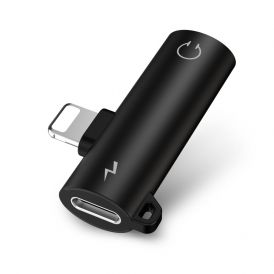 Black Round 2 In1 Iphone Audio Splitter Adapter
