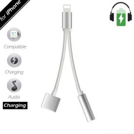 Lightening To 3.5mm Female Dual Wire Audio Adapter Silver