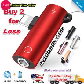 Red Round 2 In1 Iphone Audio Splitter Adapter