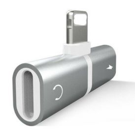 Silver 2 In 1 Earphone And Charger Splitter Adapter