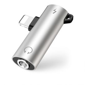 Silver Round 2 In1 Iphone Audio Splitter Adapter